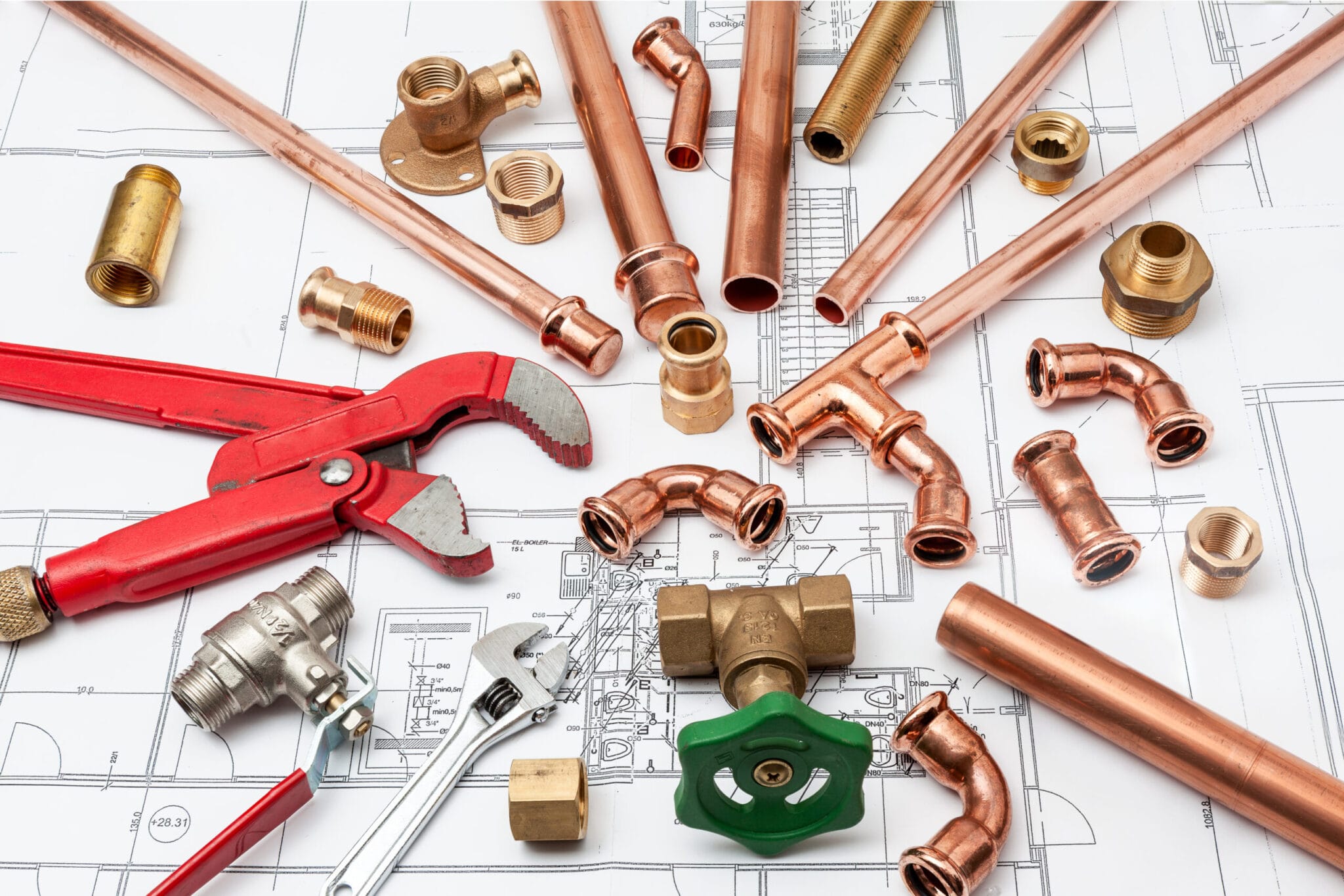 Copper pipe fittings and plumbing parts for Apopka, Florida repairs