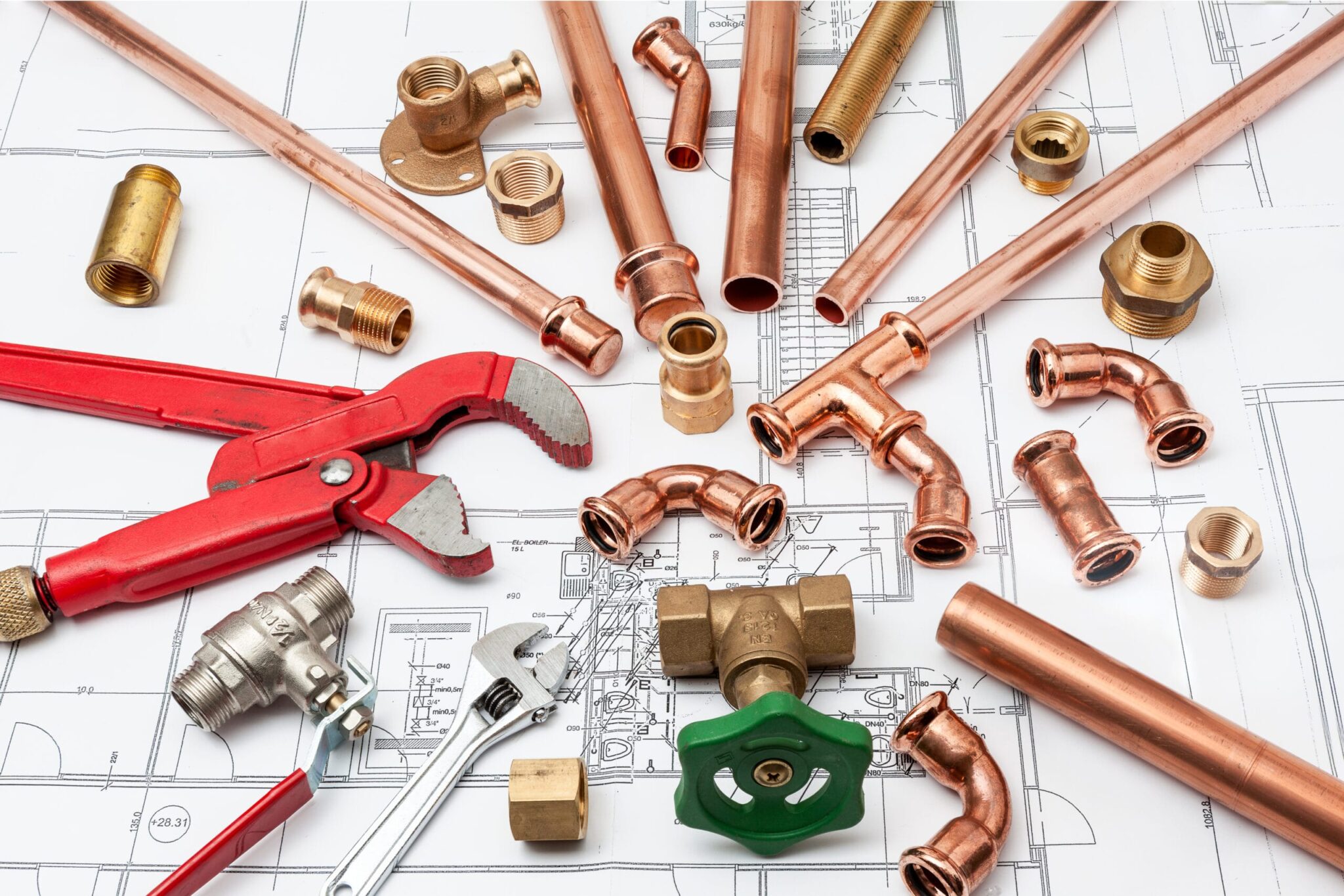 Copper pipes, fittings, valves, and plumbing tools in Apopka