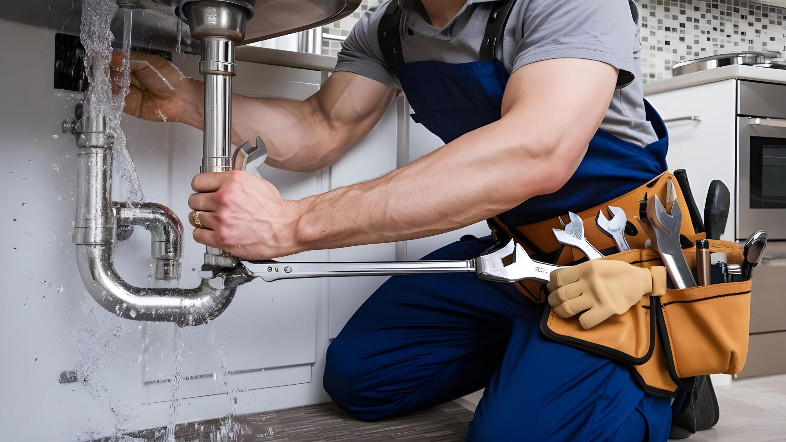 Plumber tightening a residential plumbing pipe in Apopka